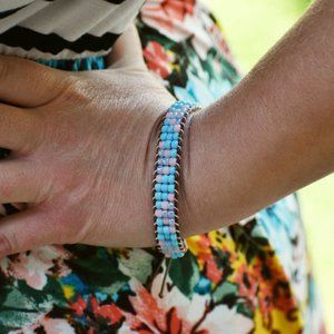 Handmade Blue and Pink Pastel Beach-Styled Bracelet